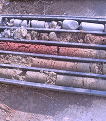 Campioni di
terreno carotato disposti in cassette