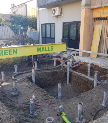 Prova di carico con trave Green Walls su micropali