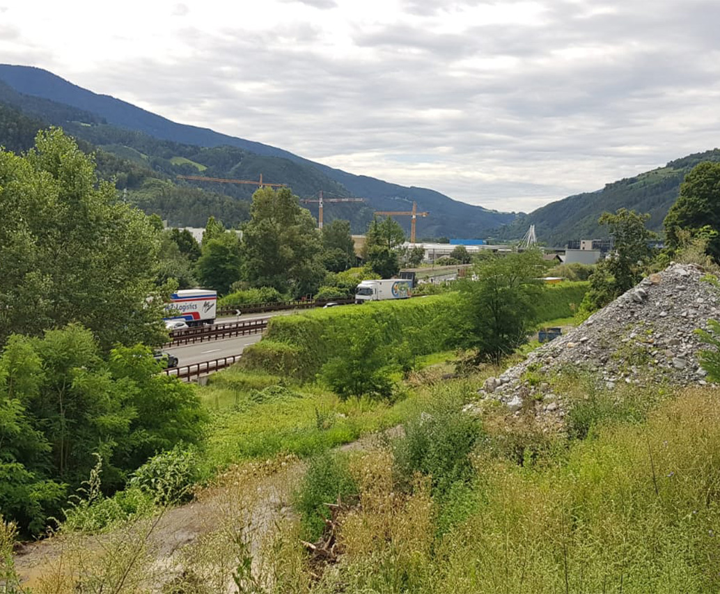 Scarpata con rete paramassi ancorata