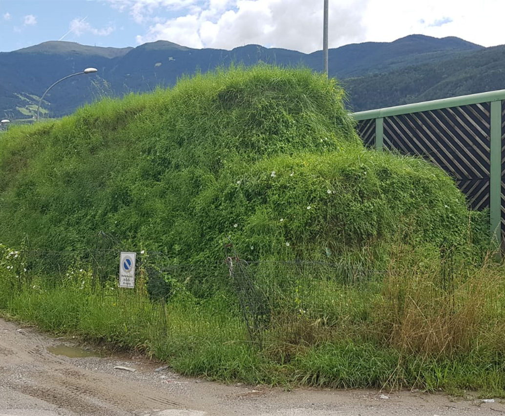 Panorama con barriera paramassi lungo ferrovia