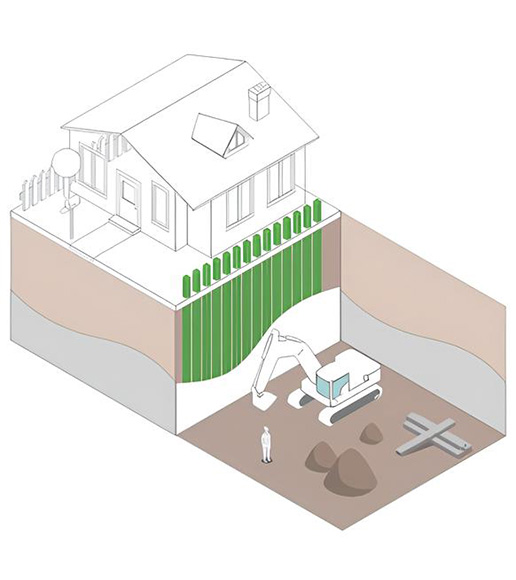 Illustrazione micropali per sostegno fronte
scavo