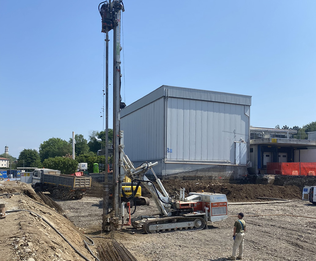 Micropali completati con teste esposte